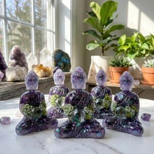 Amethyst Crystal & Resin Figurine: Handmade